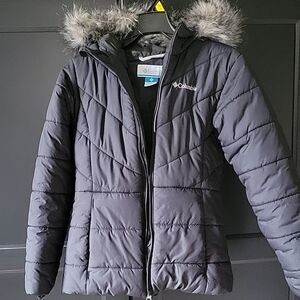 Columbia Black Puffer Jacket with Fur Hood
